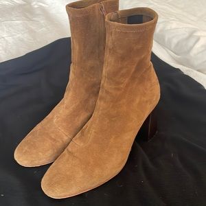 Loeffler Elise cocoa suede booties zip